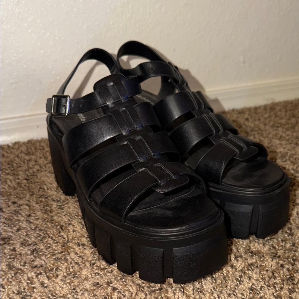 Madden Girl Black Chunky Platform Sandals